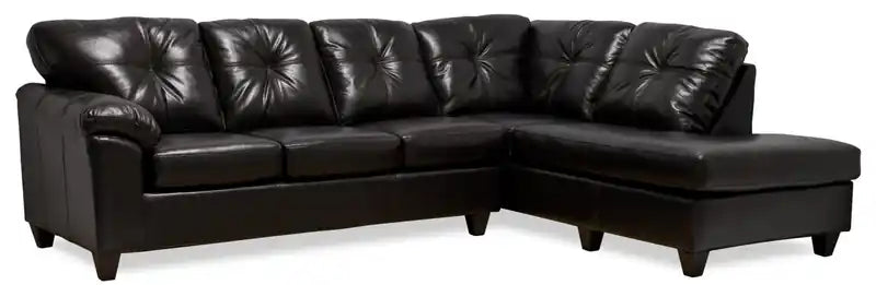 Made in Canada Addison 2-Piece Right-Facing Leather-Look Fabric Sectional with Removable Seat Cushions