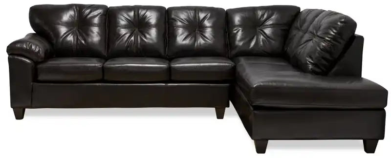 Made in Canada Addison 2-Piece Right-Facing Leather-Look Fabric Sectional with Removable Seat Cushions