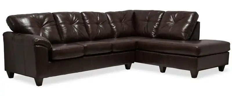 Made in Canada Addison 2-Piece Right-Facing Leather-Look Fabric Sectional with Removable Seat Cushions