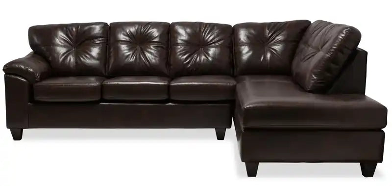 Made in Canada Addison 2-Piece Right-Facing Leather-Look Fabric Sectional with Removable Seat Cushions