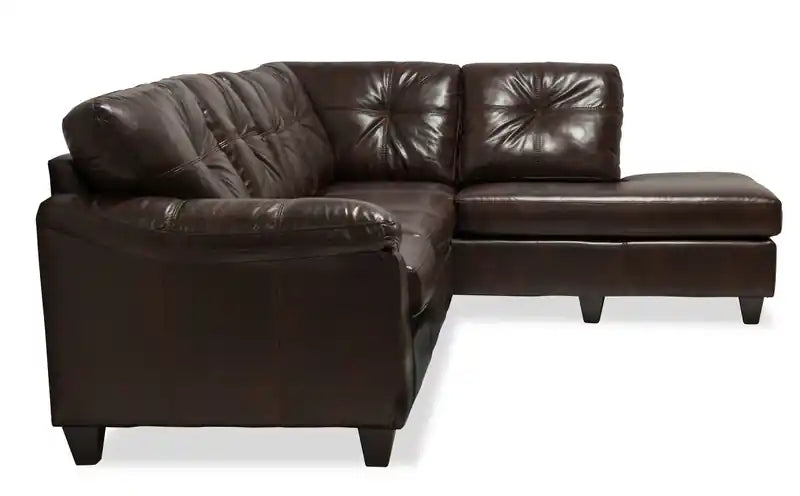 Made in Canada Addison 2-Piece Right-Facing Leather-Look Fabric Sectional with Removable Seat Cushions
