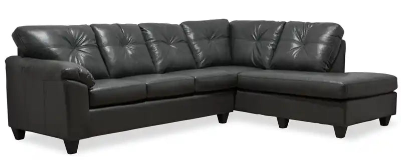 Made in Canada Addison 2-Piece Right-Facing Leather-Look Fabric Sectional with Removable Seat Cushions