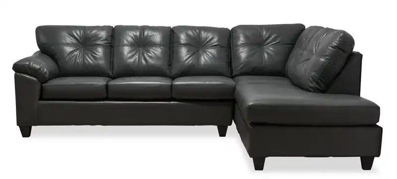Made in Canada Addison 2-Piece Right-Facing Leather-Look Fabric Sectional with Removable Seat Cushions