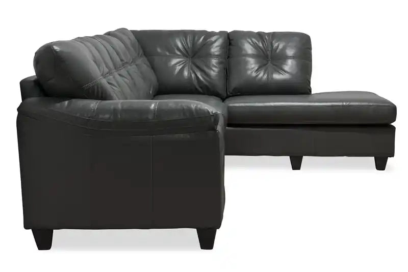 Made in Canada Addison 2-Piece Right-Facing Leather-Look Fabric Sectional with Removable Seat Cushions