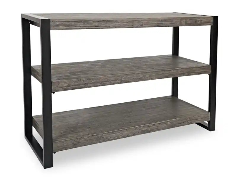 Apex 50 Modern Sofa Table with Shelf - Grey with Black Metal Legs