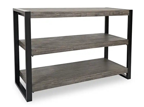 Apex 50 Modern Sofa Table with Shelf - Grey with Black Metal Legs