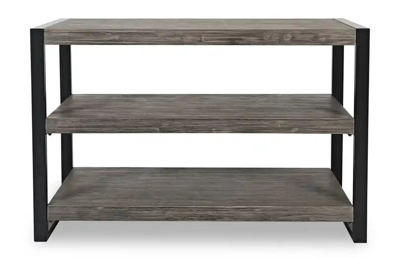 Apex 50 Modern Sofa Table with Shelf - Grey with Black Metal Legs
