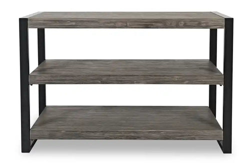 Apex 50 Modern Sofa Table with Shelf - Grey with Black Metal Legs