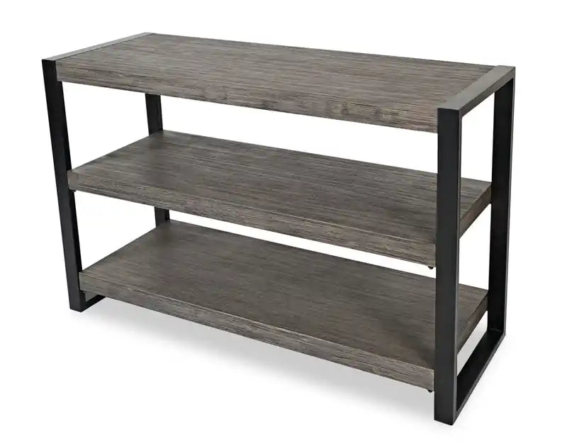 Apex 50 Modern Sofa Table with Shelf - Grey with Black Metal Legs