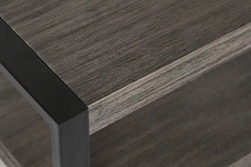 Apex 50 Modern Sofa Table with Shelf - Grey with Black Metal Legs