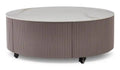 Circa 31.5 Modern Round Coffee Table with White Sintered Stone Top, Storage and Casters - Grey-Taupe