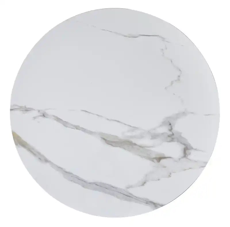 31.5 Modern Round Coffee Table with White Stone Top, Storage and Casters - Grey-Taupe