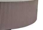 31.5 Table basse ronde moderne avec plateau en pierre blanche, rangement et roulettes - Gris-taupe