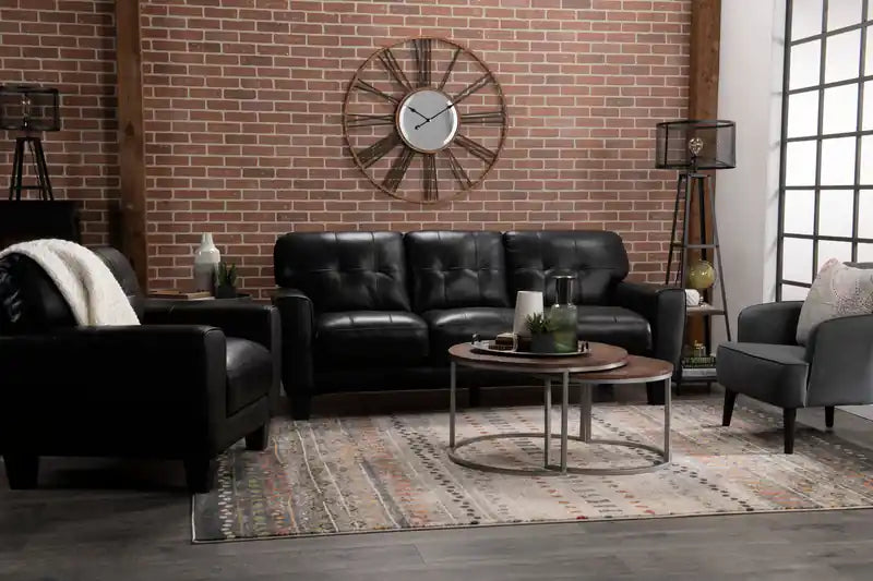Curt 41 Genuine Leather Chair with Button Tufting
