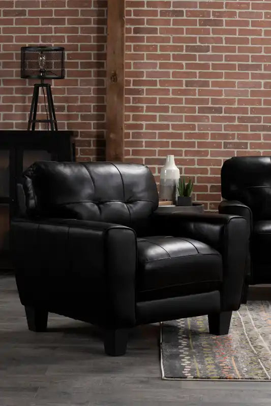Curt 41 Genuine Leather Chair with Button Tufting