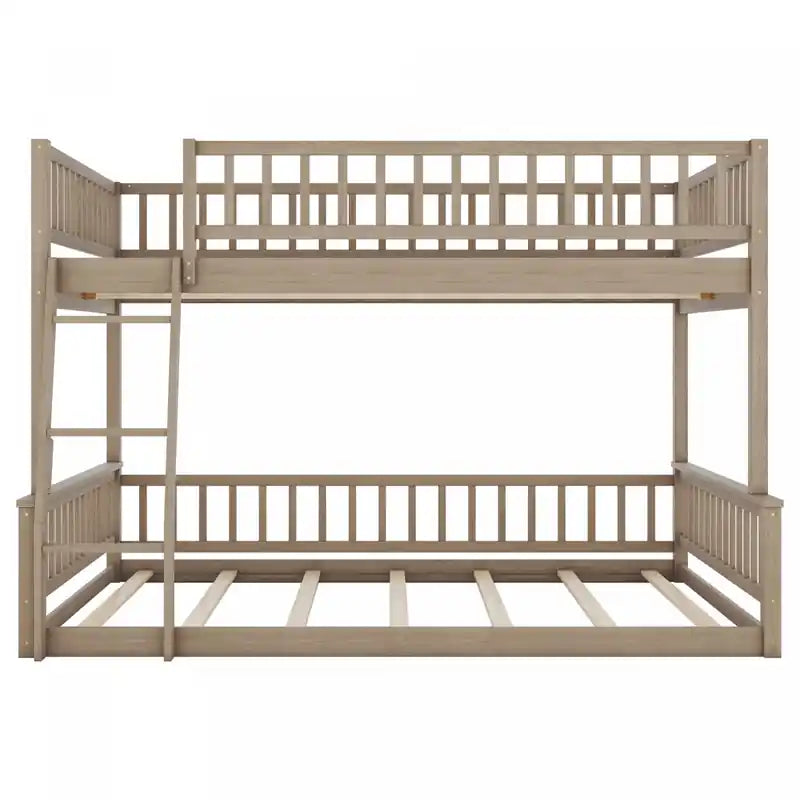 Full Xl Over Queen Solid Wood Convertible Design Bunk Bed With Ladder
