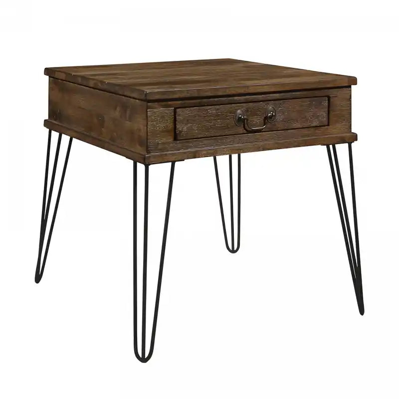 Hughey End Table With 1 Drawer, Rustic Oak