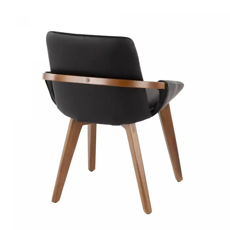 LumiSource Cosmo Faux Leather Mid-Century Dining Chair - Walnut/Black