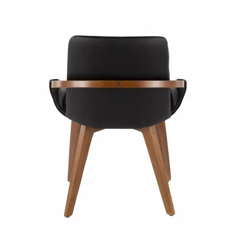 LumiSource Cosmo Faux Leather Mid-Century Dining Chair - Walnut/Black