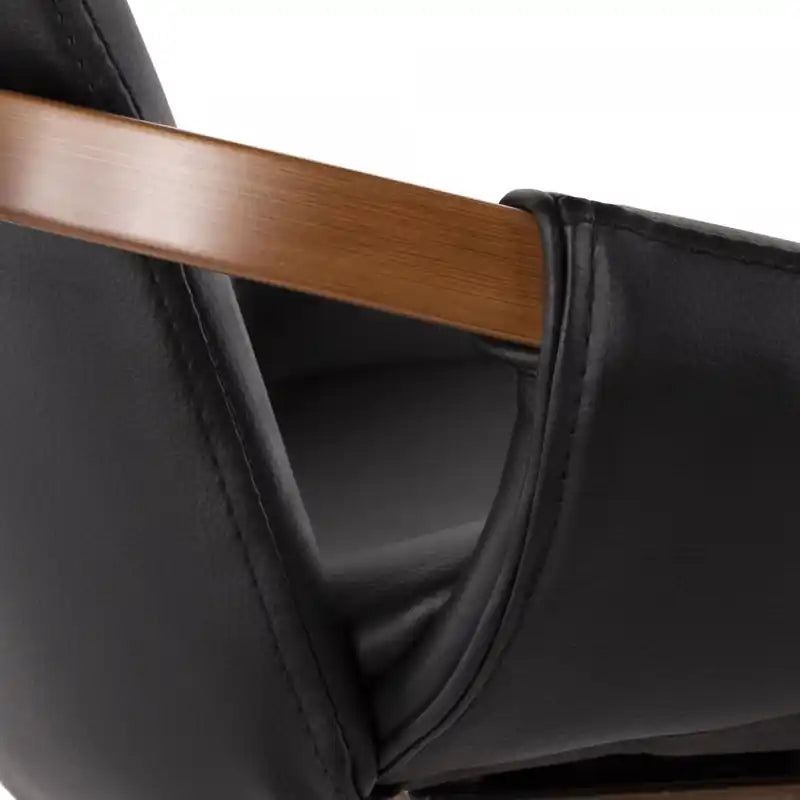 LumiSource Cosmo Faux Leather Mid-Century Dining Chair - Walnut/Black