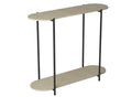 32 Oval Shape Console Table With 1 Storage Shelf - Natural Wood Look With Black Metal