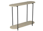 32 Oval Shape Console Table With 1 Storage Shelf - Natural Wood Look With Black Metal