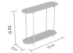 Table console ovale 32 po avec 1 étagère de rangement – Aspect bois naturel avec métal noir