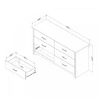 Commode 6 tiroirs - Chêne blanchi