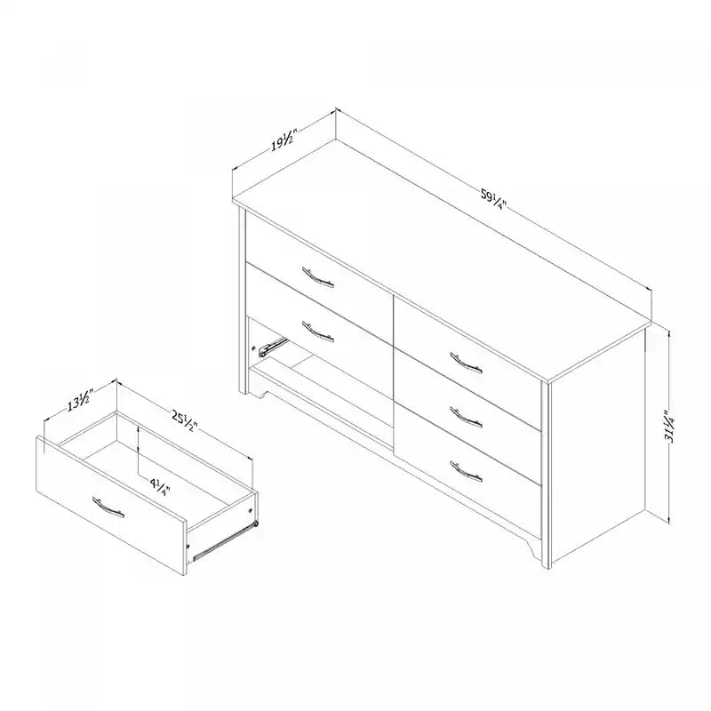 Fusion 6-drawer Dresser - Bleached Oak