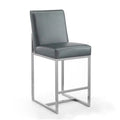 Manhattan Comfort Element 37.2 Polished Chrome Stainless Steel Counter Height Barstool