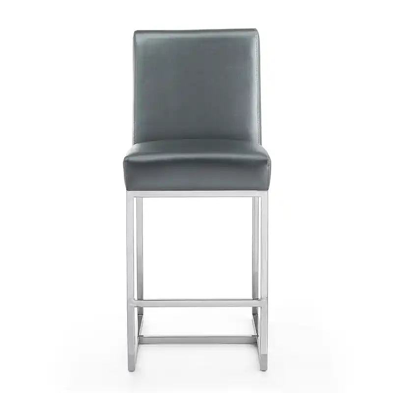 Manhattan Comfort Element 37.2 Polished Chrome Stainless Steel Counter Height Barstool