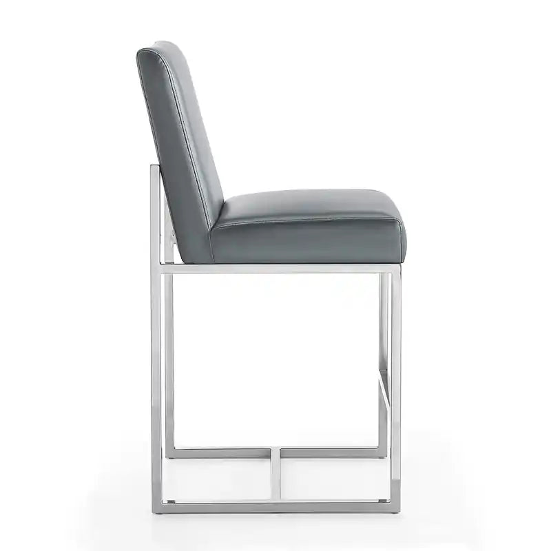 Manhattan Comfort Element 37.2 Polished Chrome Stainless Steel Counter Height Barstool