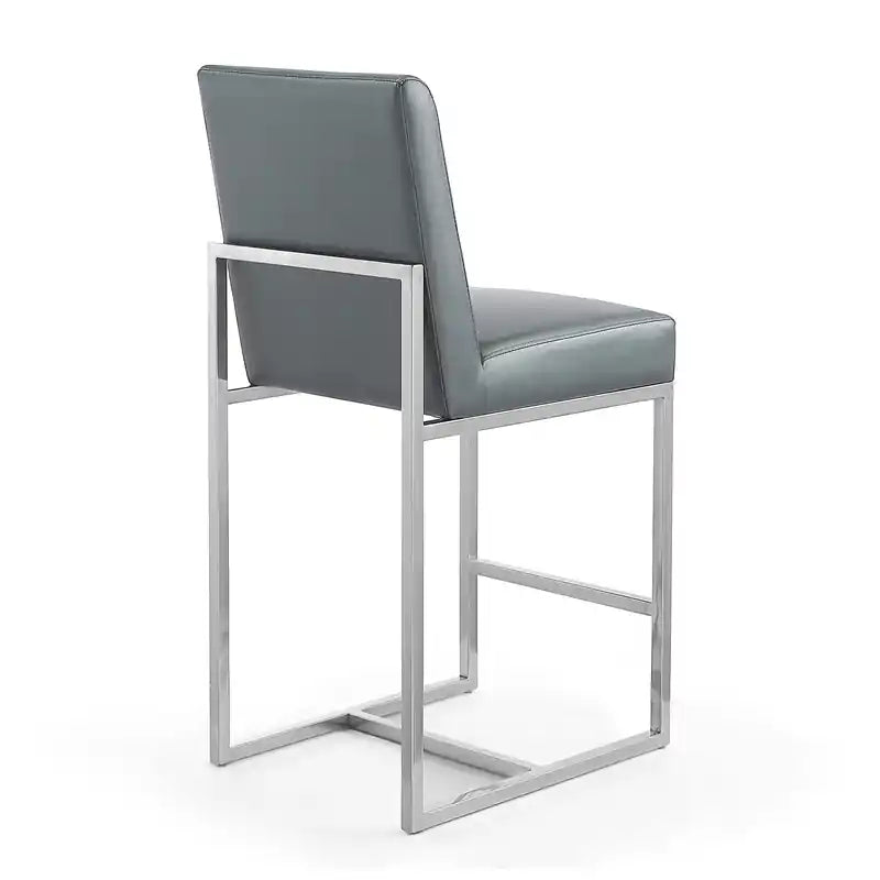 Manhattan Comfort Element 37.2 Polished Chrome Stainless Steel Counter Height Barstool