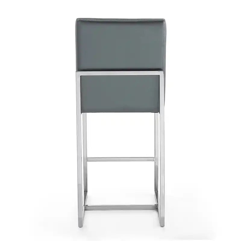 Manhattan Comfort Element 37.2 Polished Chrome Stainless Steel Counter Height Barstool