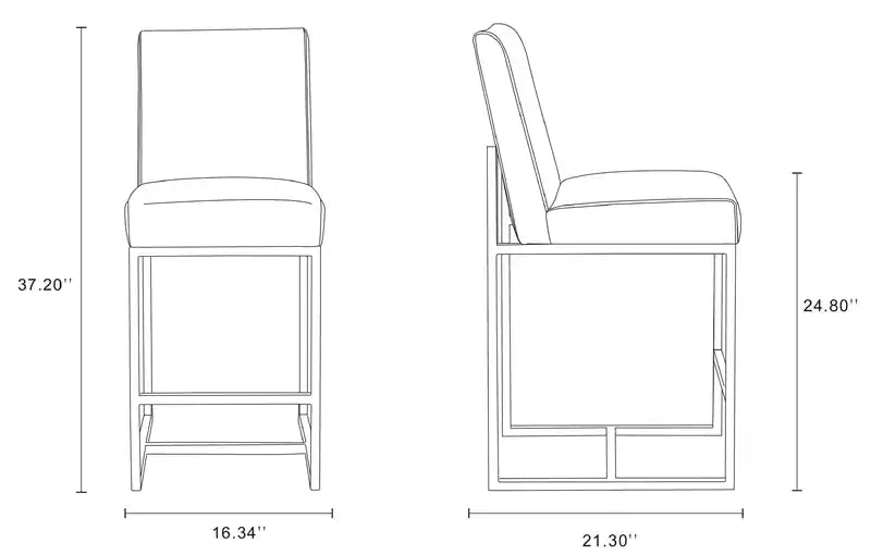 Manhattan Comfort Element 37.2 Polished Chrome Stainless Steel Counter Height Barstool