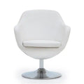Manhattan Comfort Caisson Polished Chrome Faux Leather Swivel Accent Chair
