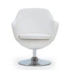 Manhattan Comfort Caisson Polished Chrome Faux Leather Swivel Accent Chair