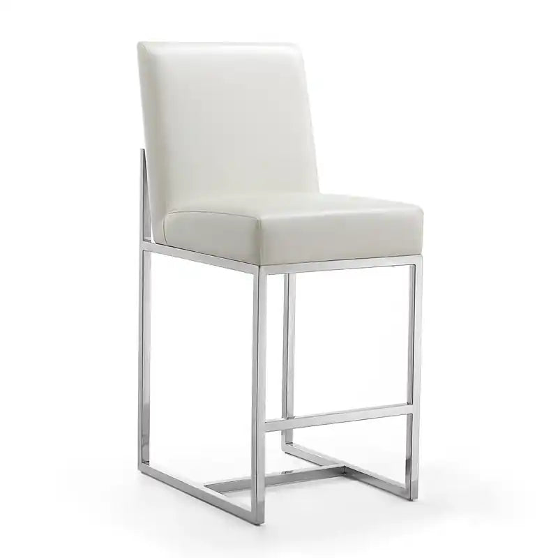 Manhattan Comfort Element 37.2 Polished Chrome Stainless Steel Counter Height Barstool