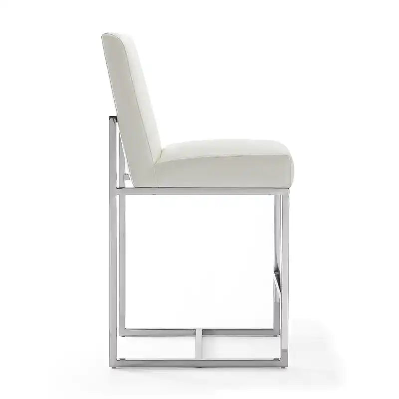 Manhattan Comfort Element 37.2 Polished Chrome Stainless Steel Counter Height Barstool