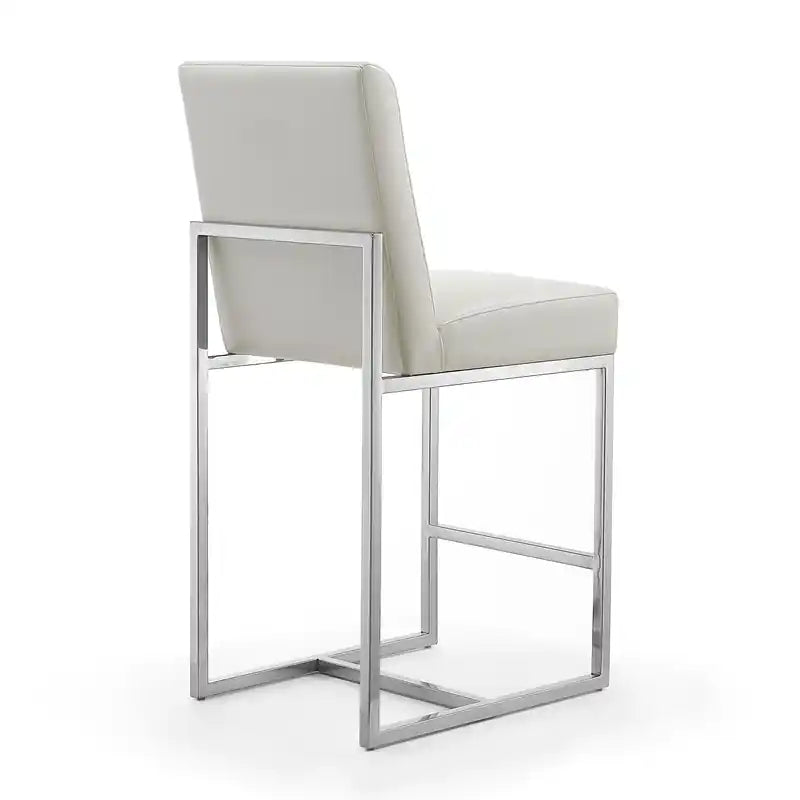 Manhattan Comfort Element 37.2 Polished Chrome Stainless Steel Counter Height Barstool