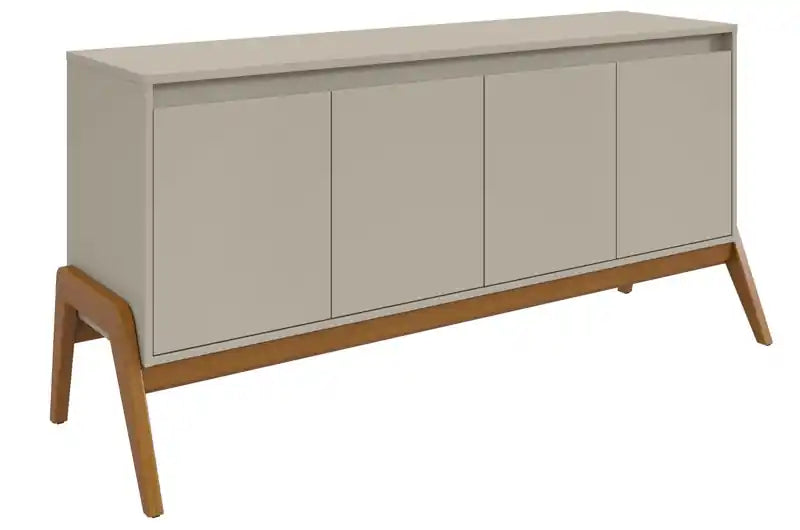 Manhattan Comfort Mid-Century Modern Gales 63.32 Sideboard with Solid Wood Legs - Greige