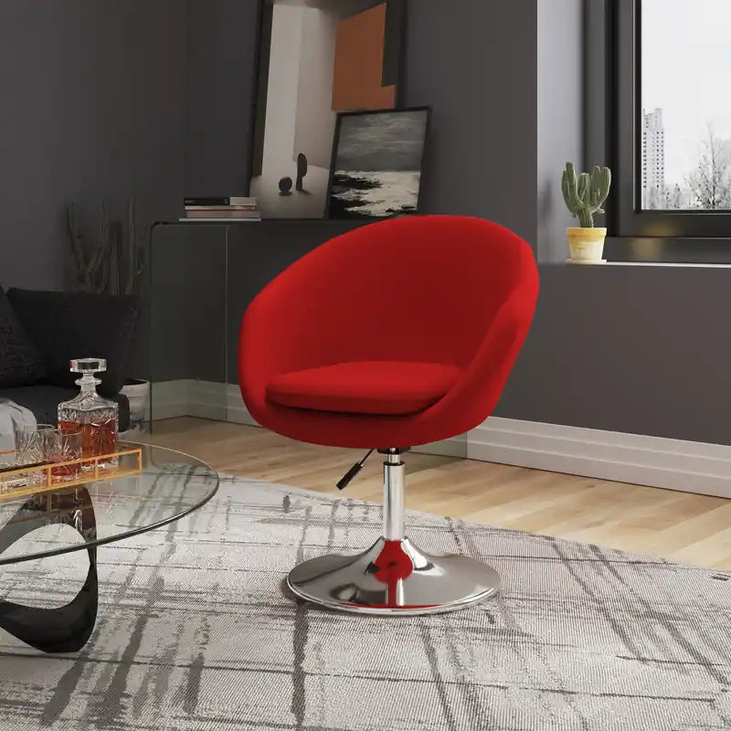 Manhattan Comfort Hopper Polished Chrome Wool Blend Adjustable Height Chair