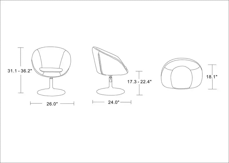 Manhattan Comfort Hopper Polished Chrome Wool Blend Adjustable Height Chair
