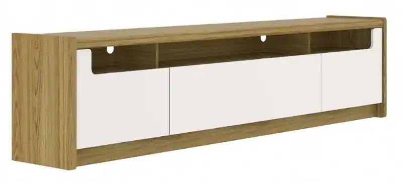 Manhattan Comfort Munoz 87.12 TV Stand with Three Compartments & Media Shelves - Off White Gloss