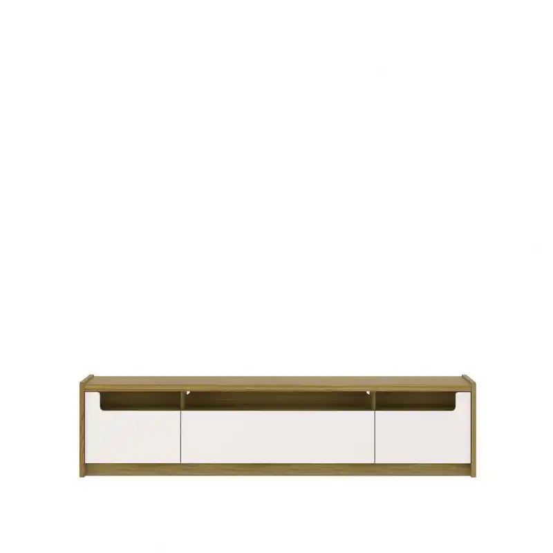 Manhattan Comfort Munoz 87.12 TV Stand with Three Compartments & Media Shelves - Off White Gloss