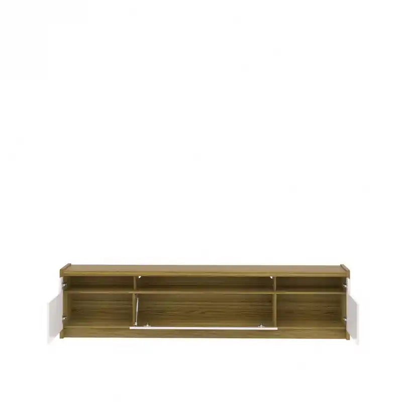 Manhattan Comfort Munoz 87.12 TV Stand with Three Compartments & Media Shelves - Off White Gloss