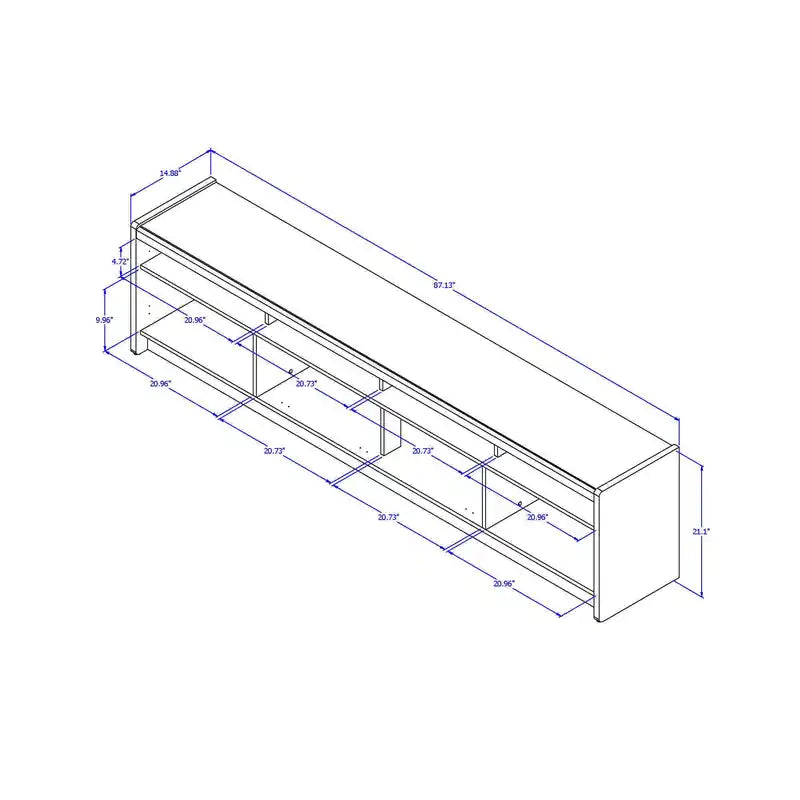 Manhattan Comfort Munoz 87.12 TV Stand with Three Compartments & Media Shelves - Off White Gloss