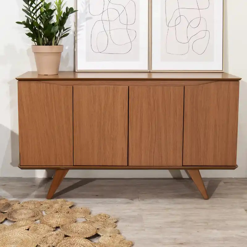 Manhattan Comfort Tudor 53.15 Sideboard with 4 Shelves - Maple Cream