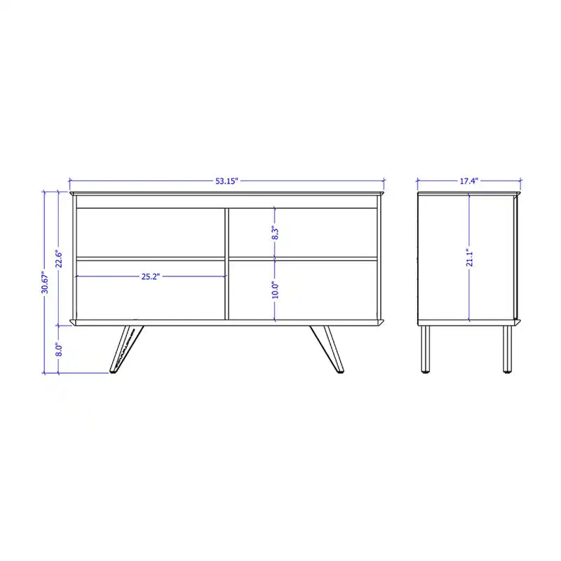 Manhattan Comfort Tudor 53.15 Sideboard with 4 Shelves - Maple Cream