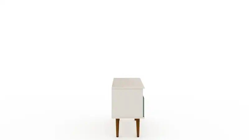 Manhattan Comfort Tribeca 35.43 Mid-Century Modern TV Stand with Solid Wood Legs - Off White & Gree